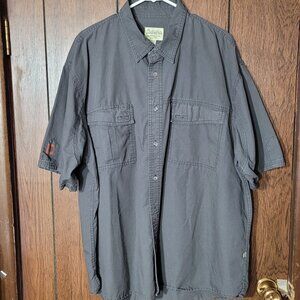 Cabelas Legendary Quality Men Gray Button Down Short Sleeve Shirt Size 2XL (XXL)